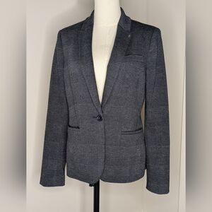 Tommy Hilfiger Blazer Suit Jacket Grey Plaid Stripe Preppy Academic Size 6 Women